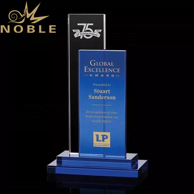 Custom Blue Crystal Plaque Trophy with Free Engraving Buy Crystal